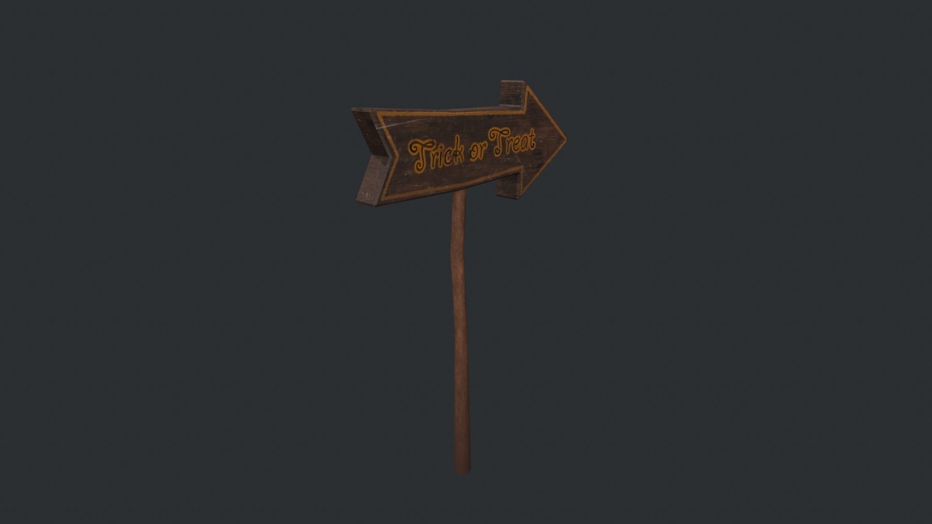 Trick or Treat Halloween Sign Low-poly 3D model_1