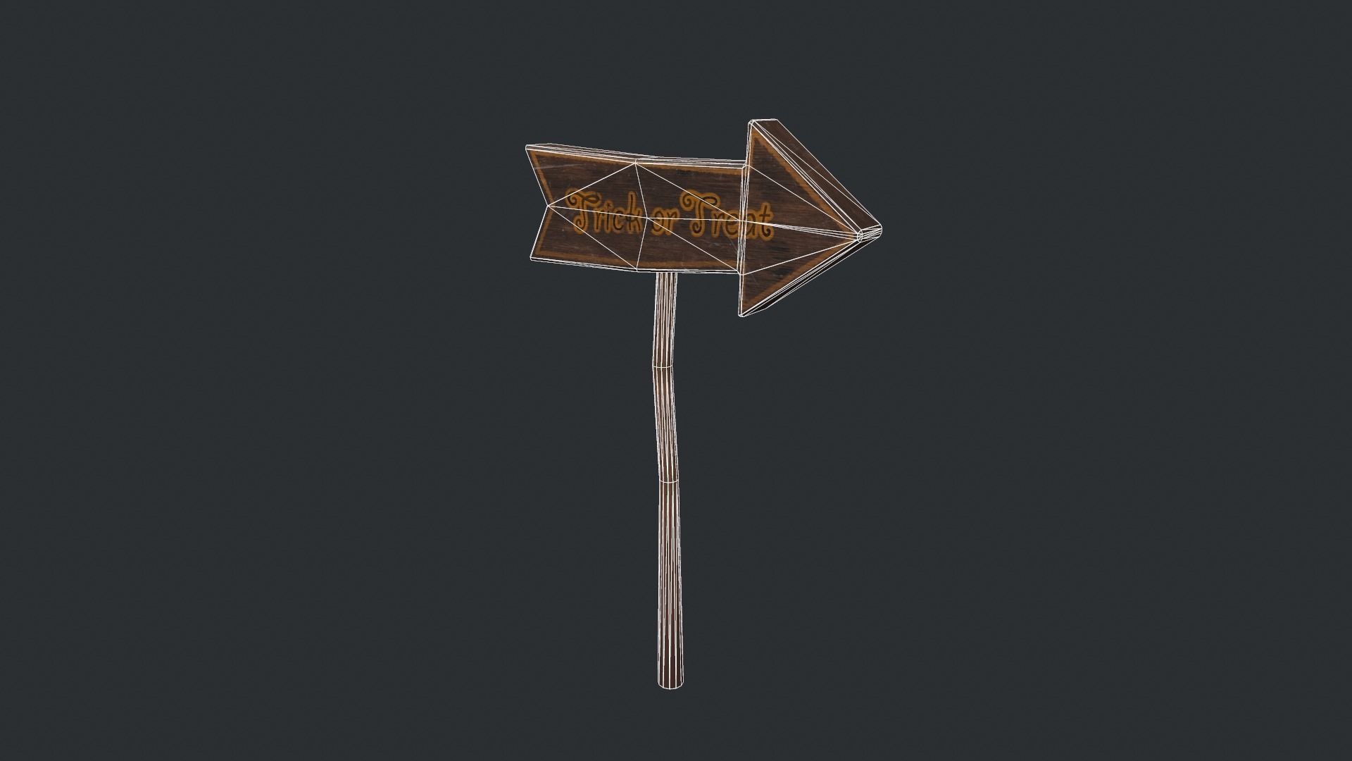 Trick or Treat Halloween Sign Low-poly 3D model_19
