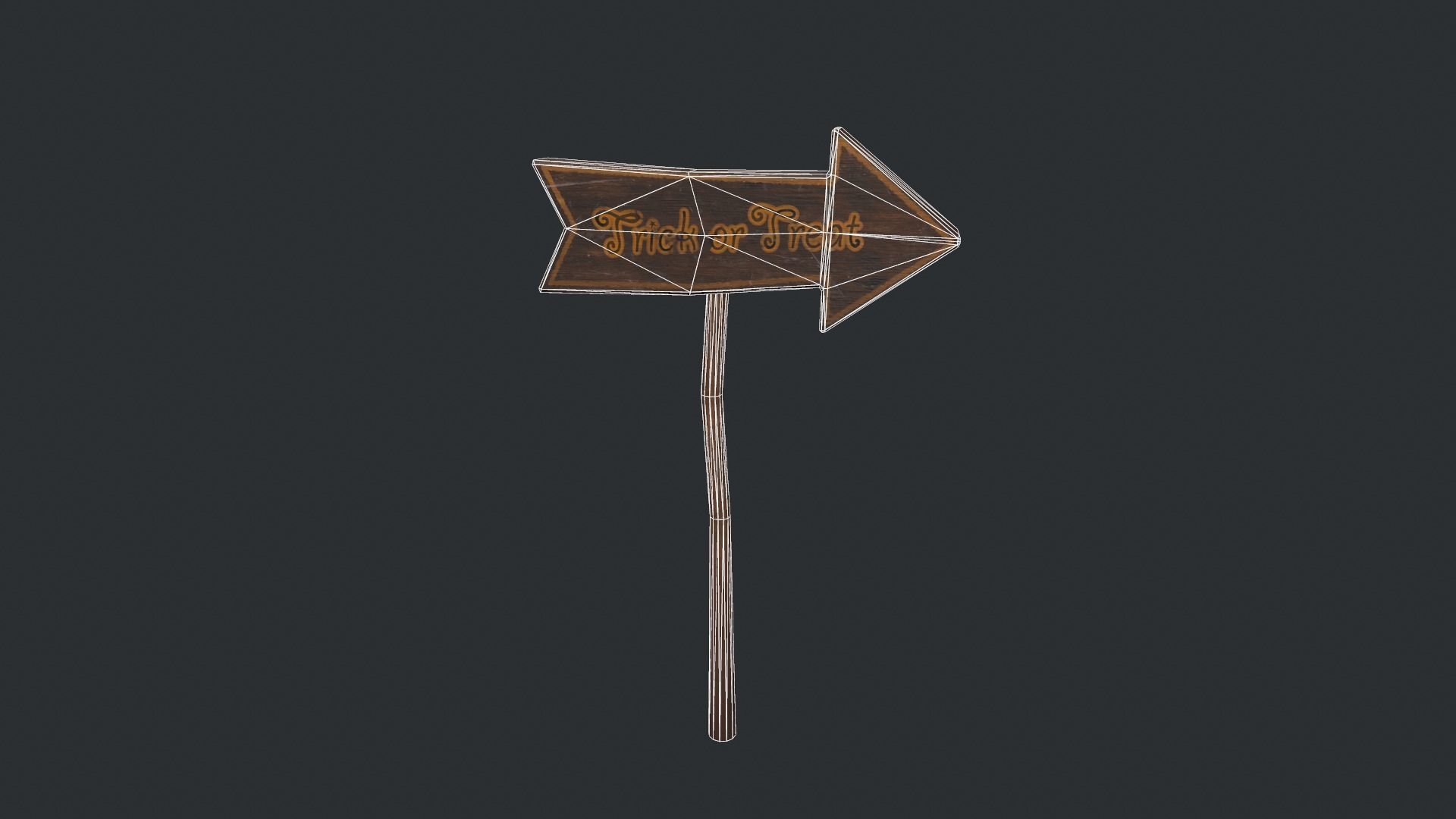 Trick or Treat Halloween Sign Low-poly 3D model_10