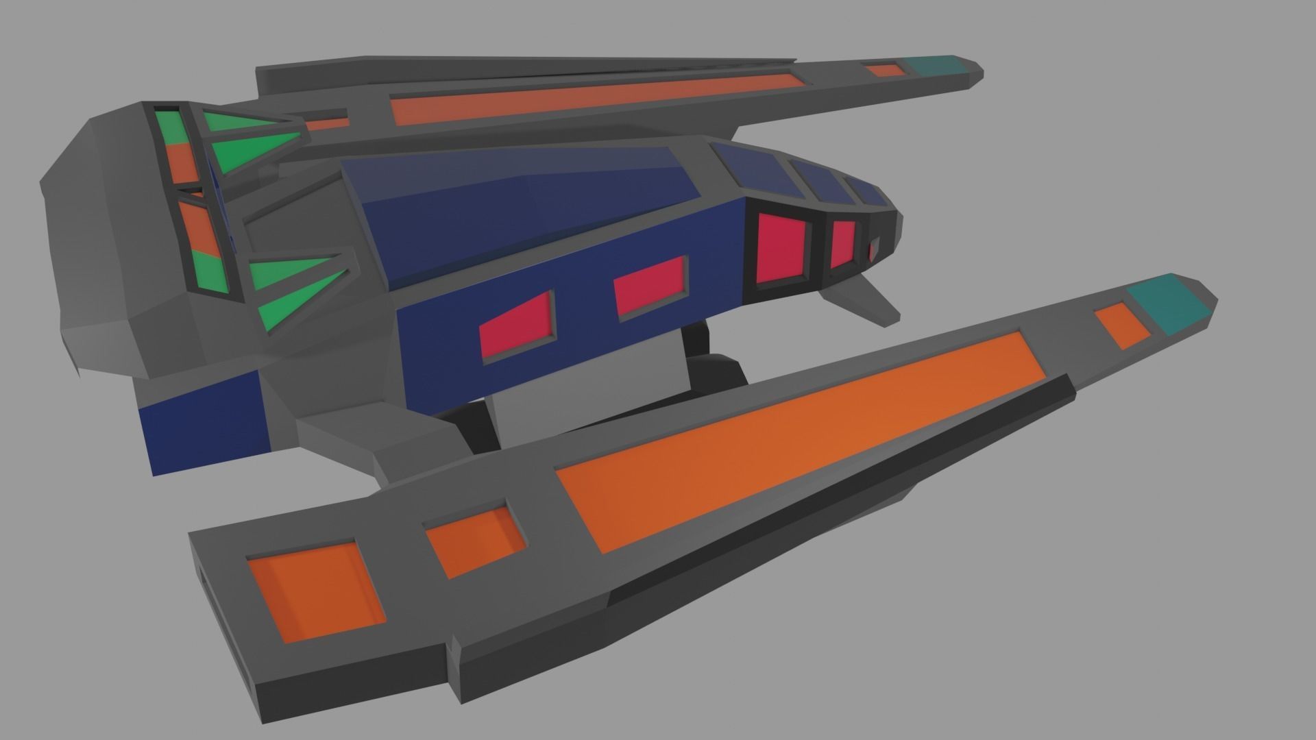Low Poly Spaceship star trek Low-poly 3D model_4