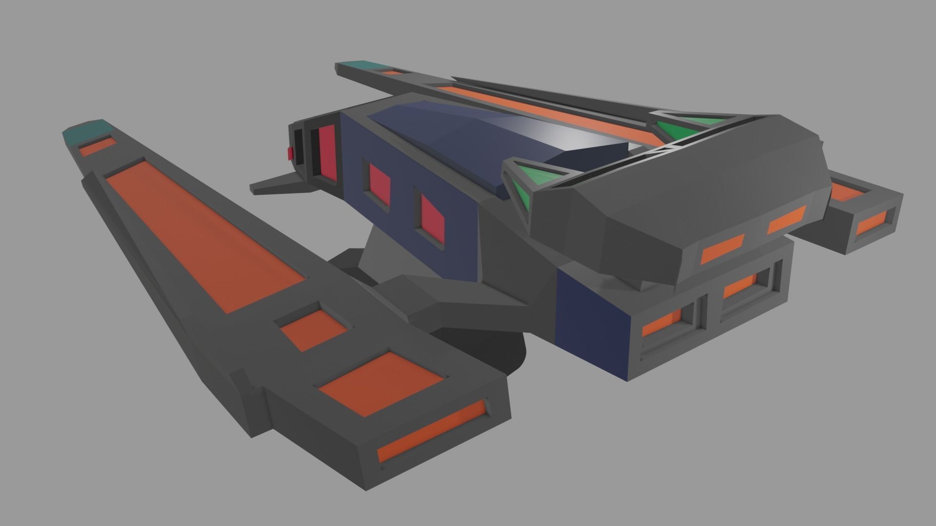 Low Poly Spaceship star trek Low-poly 3D model_3