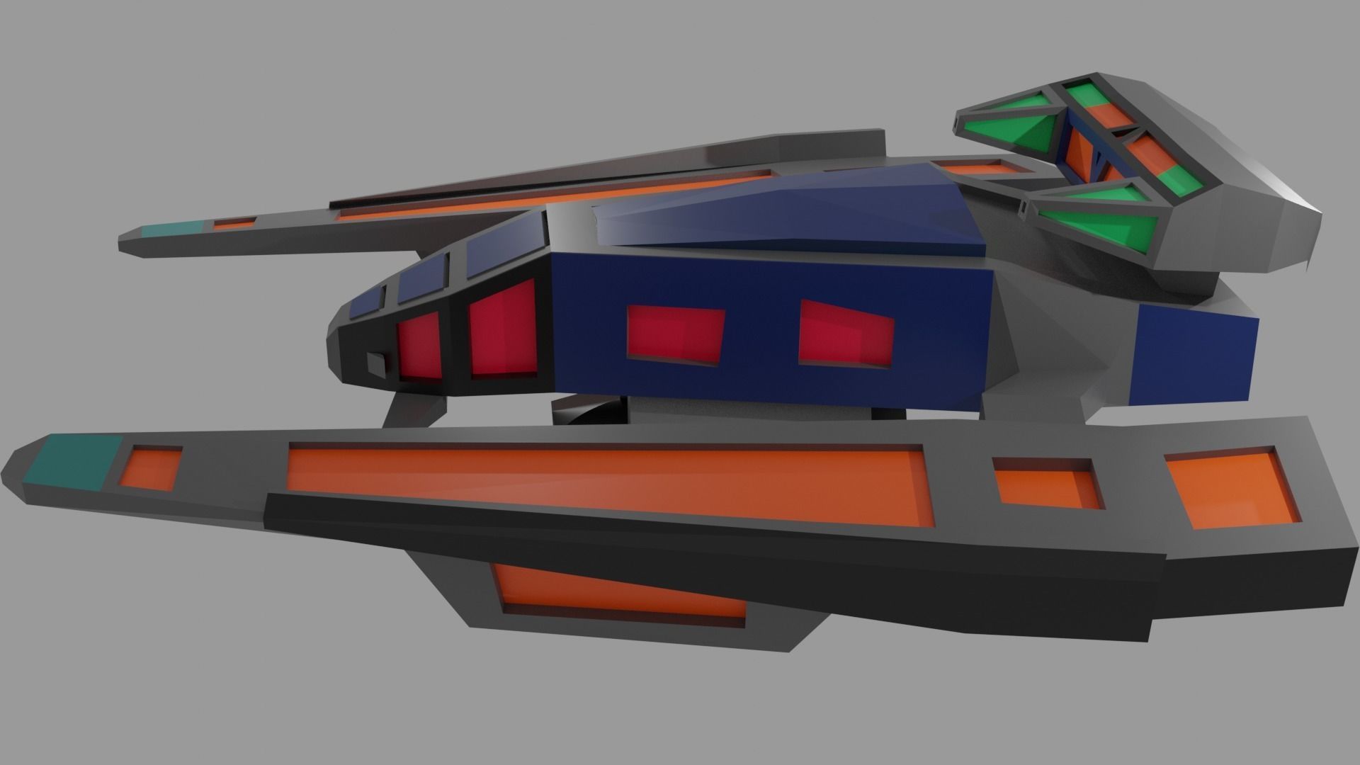 Low Poly Spaceship star trek Low-poly 3D model_2