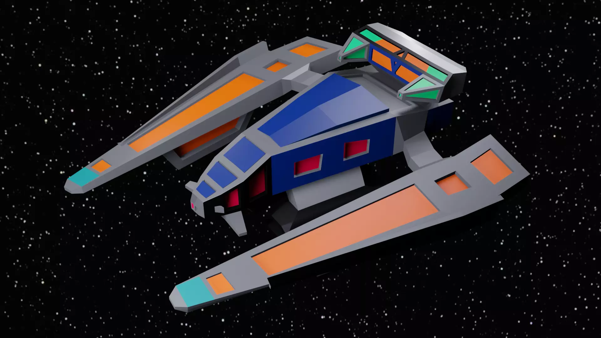 Low Poly Spaceship star trek Low-poly 3D model_0