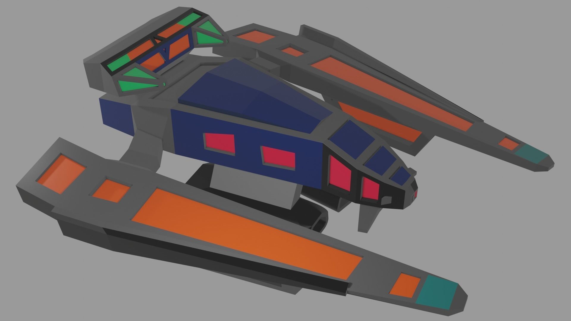 Low Poly Spaceship star trek Low-poly 3D model_5