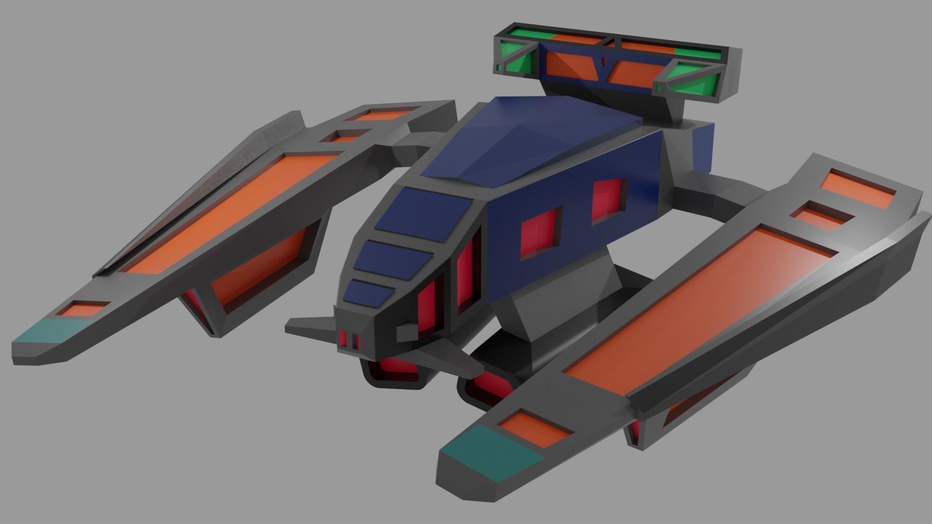 Low Poly Spaceship star trek Low-poly 3D model_1