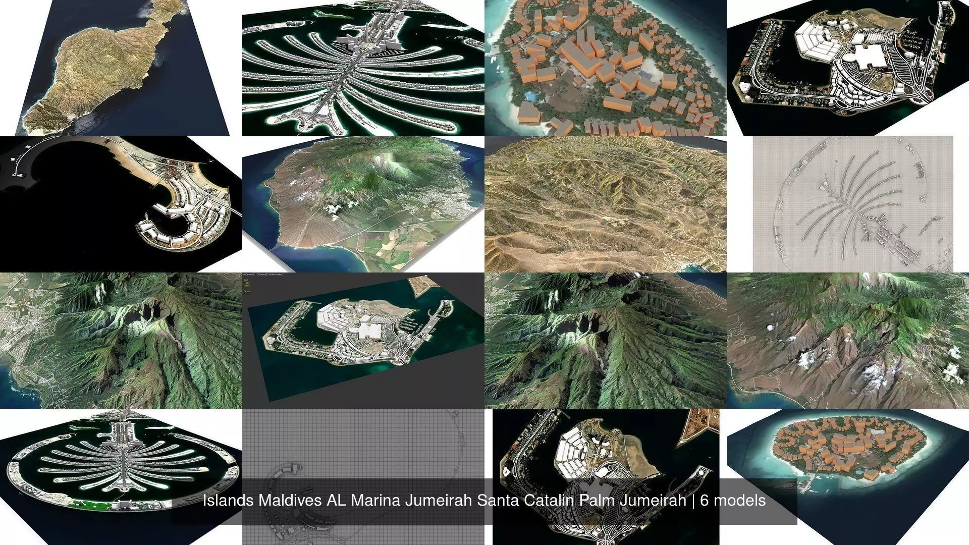 Islands Maldives AL Marina Jumeirah Santa Catalin Palm Jumeirah 3D Model Collection_0