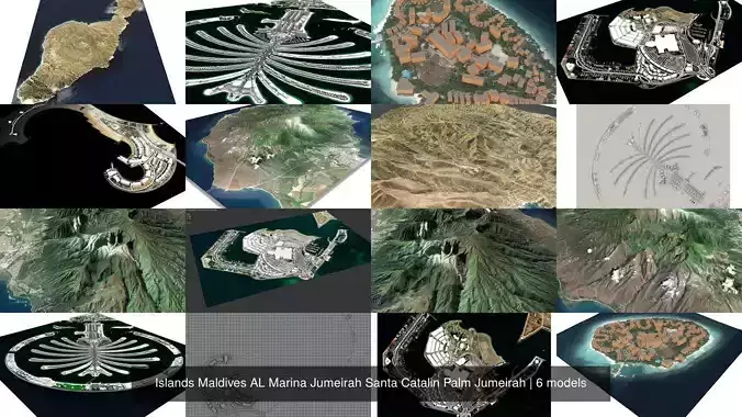 Islands Maldives AL Marina Jumeirah Santa Catalin Palm Jumeirah 3D Model Collection