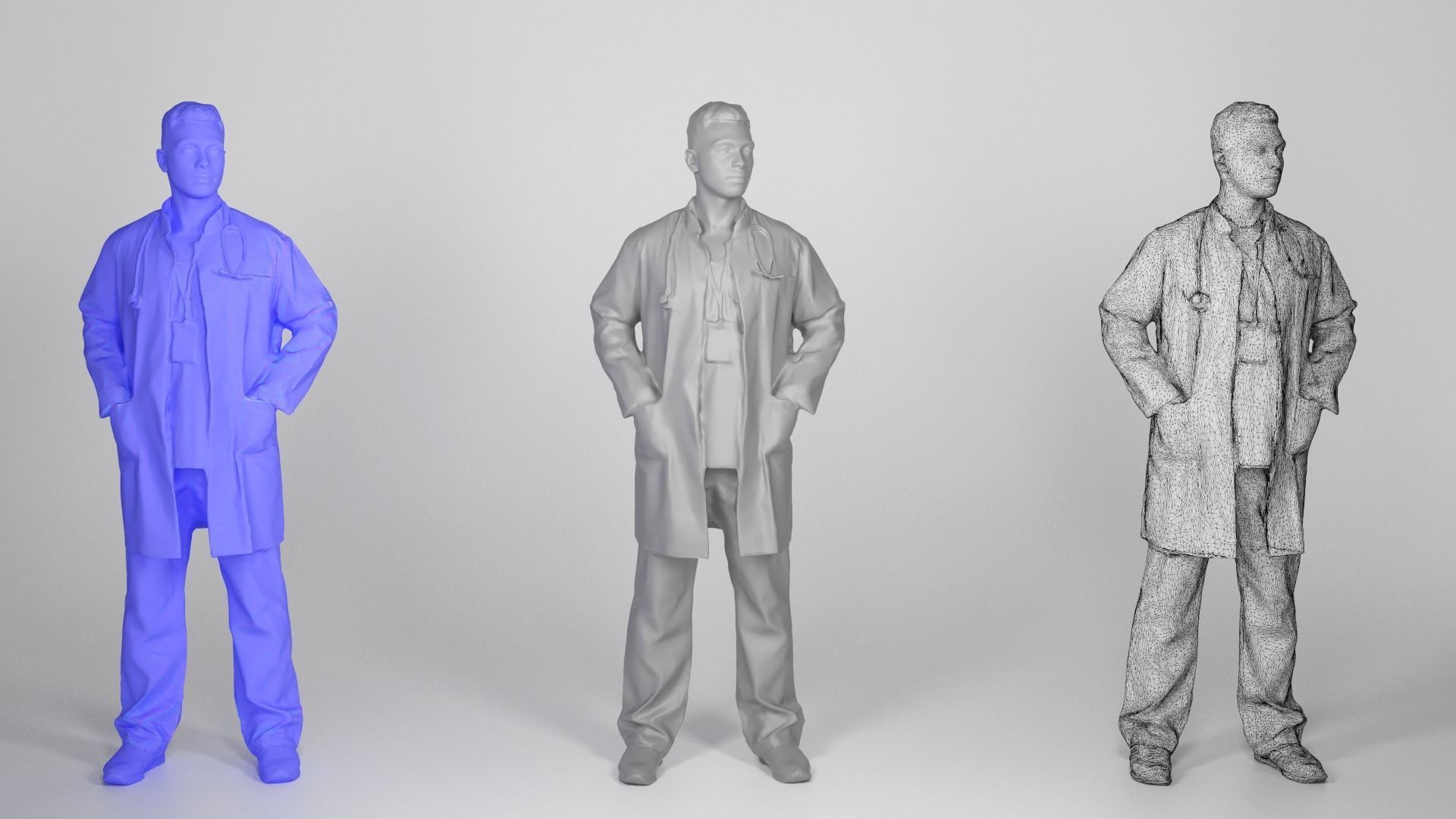 Young male doctor in uniform with stethoscope 219 Low-poly 3D model_3