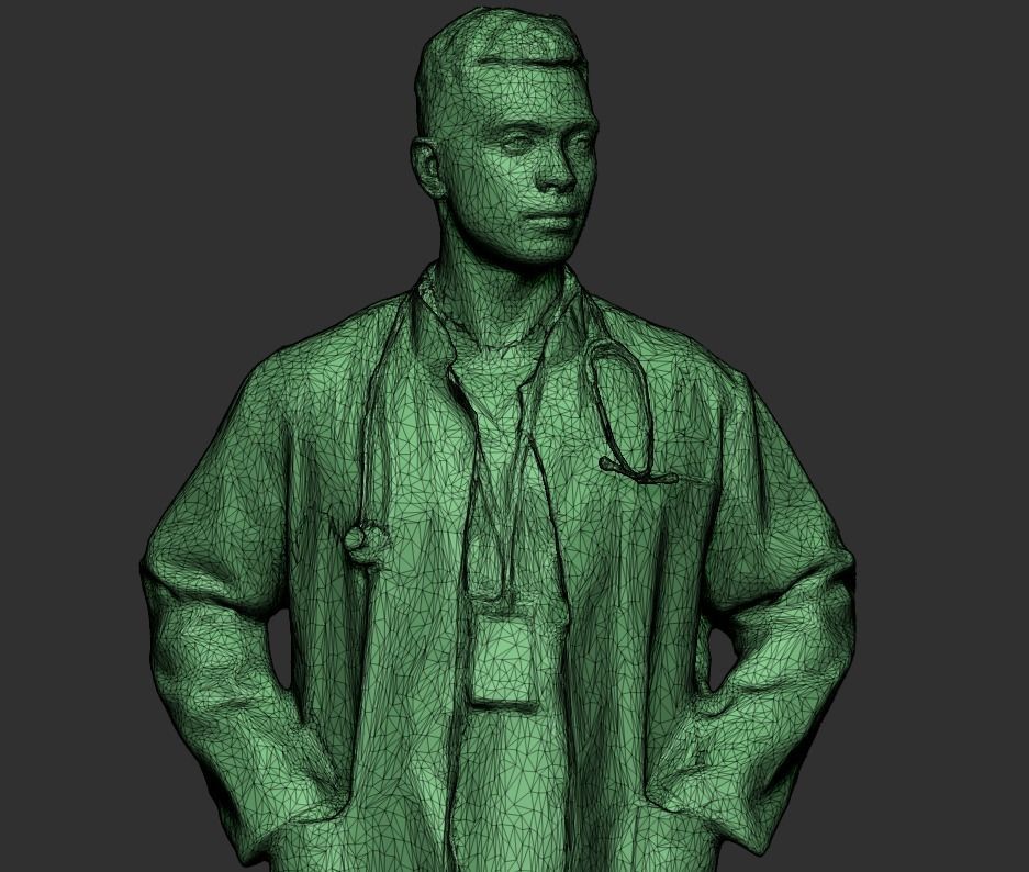 Young male doctor in uniform with stethoscope 219 Low-poly 3D model_6
