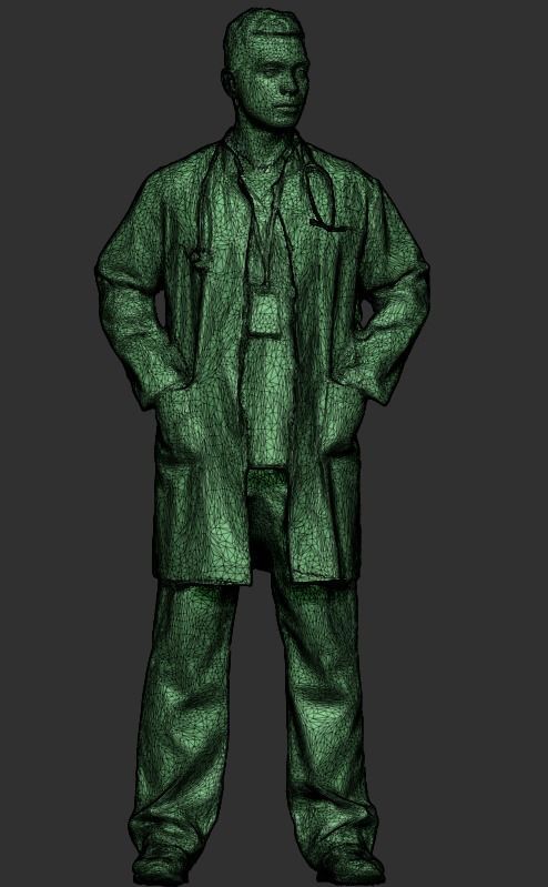Young male doctor in uniform with stethoscope 219 Low-poly 3D model_7