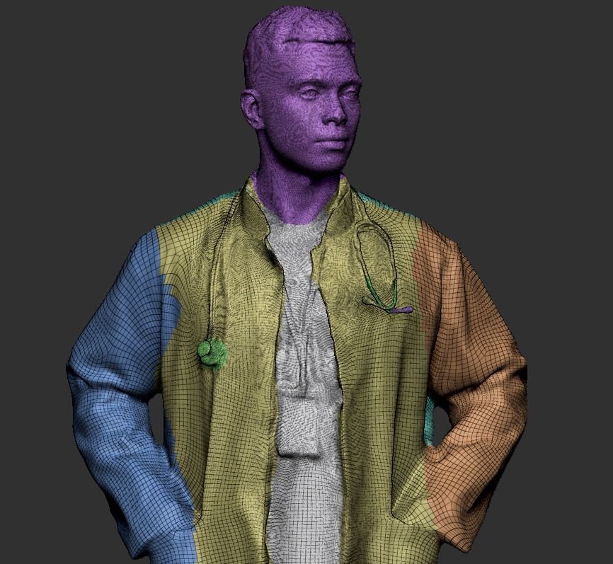 Young male doctor in uniform with stethoscope 219 Low-poly 3D model_4