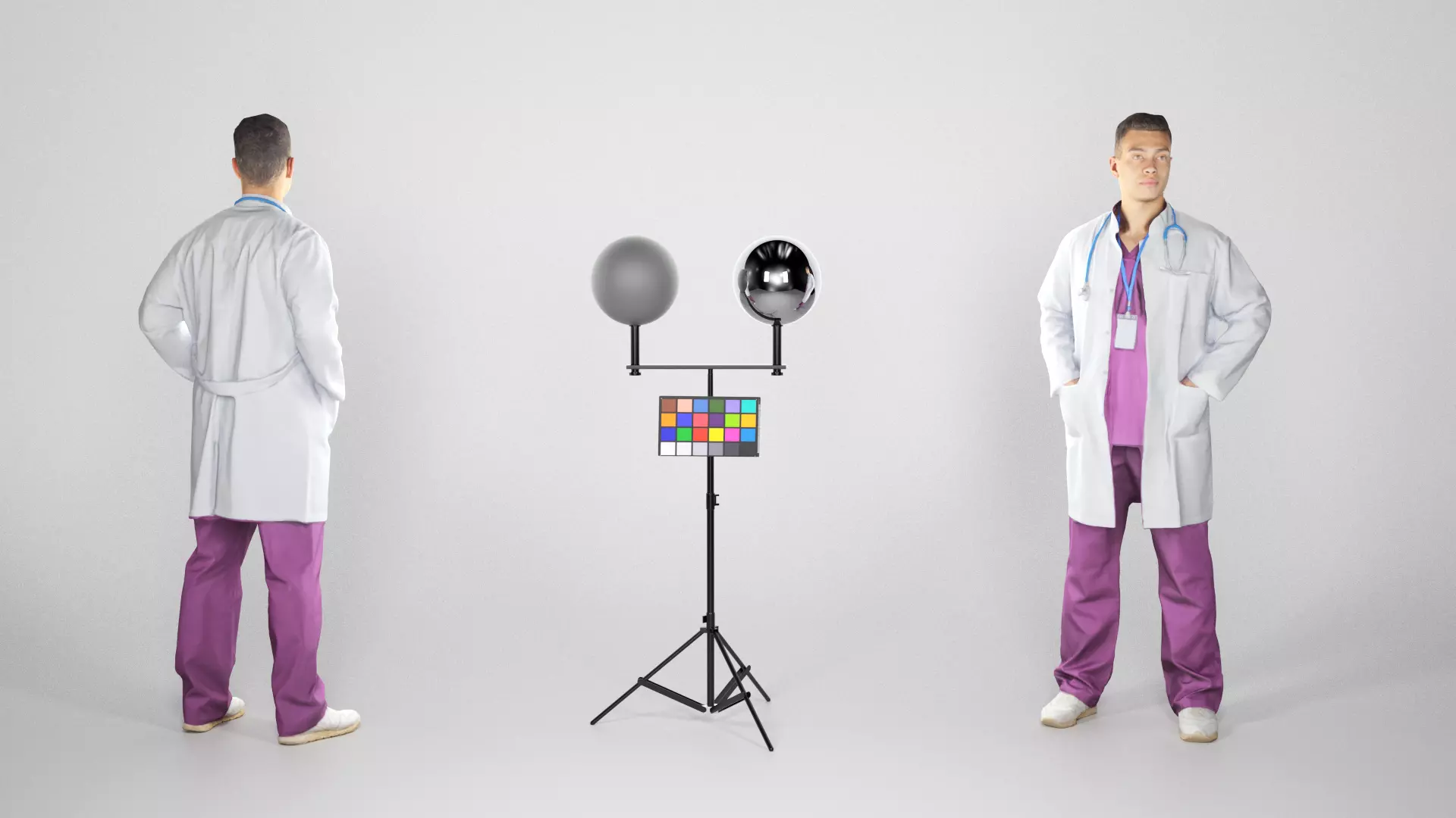 Young male doctor in uniform with stethoscope 219 Low-poly 3D model_0