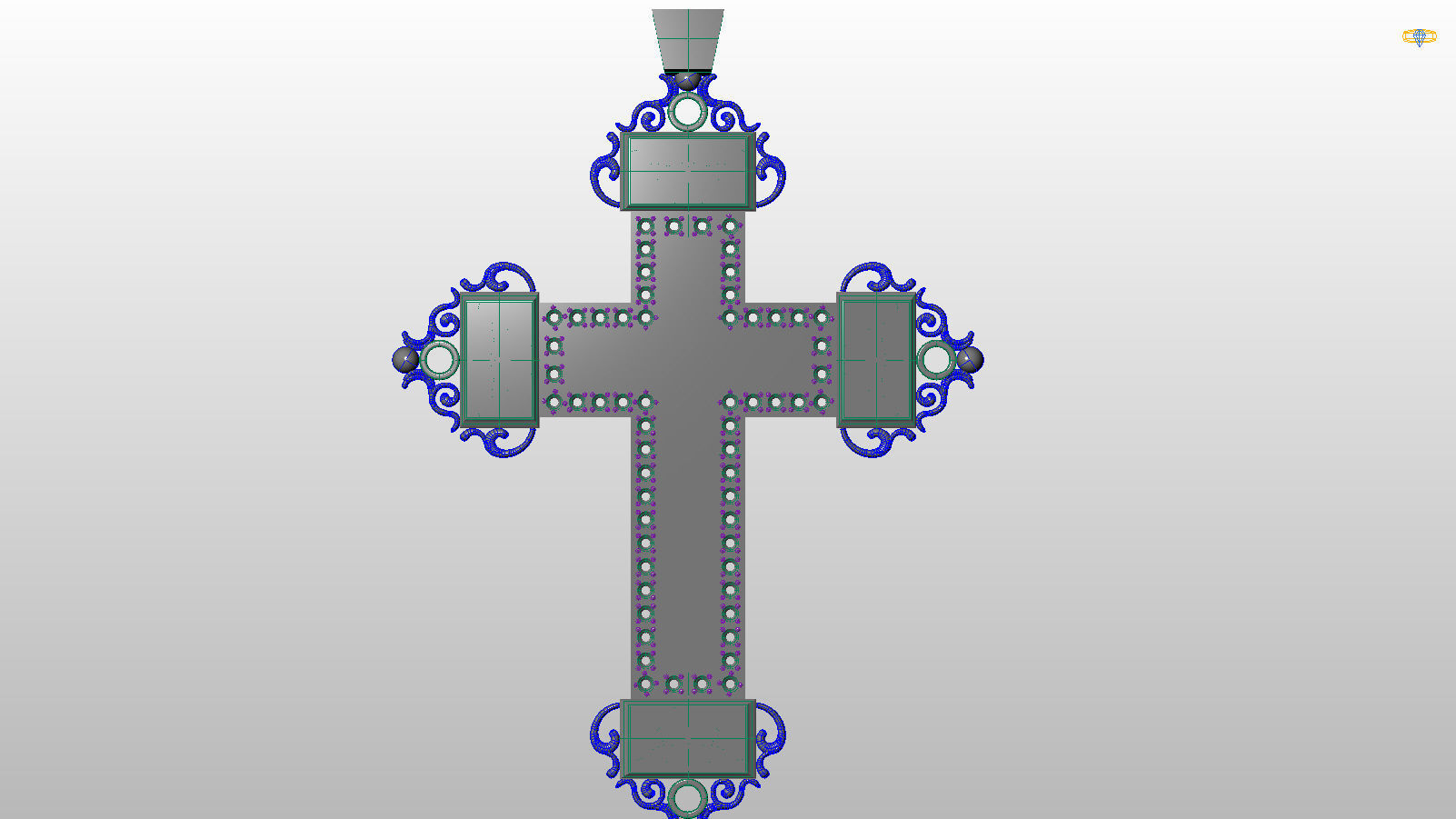Cross with diamonds 3D print model_8