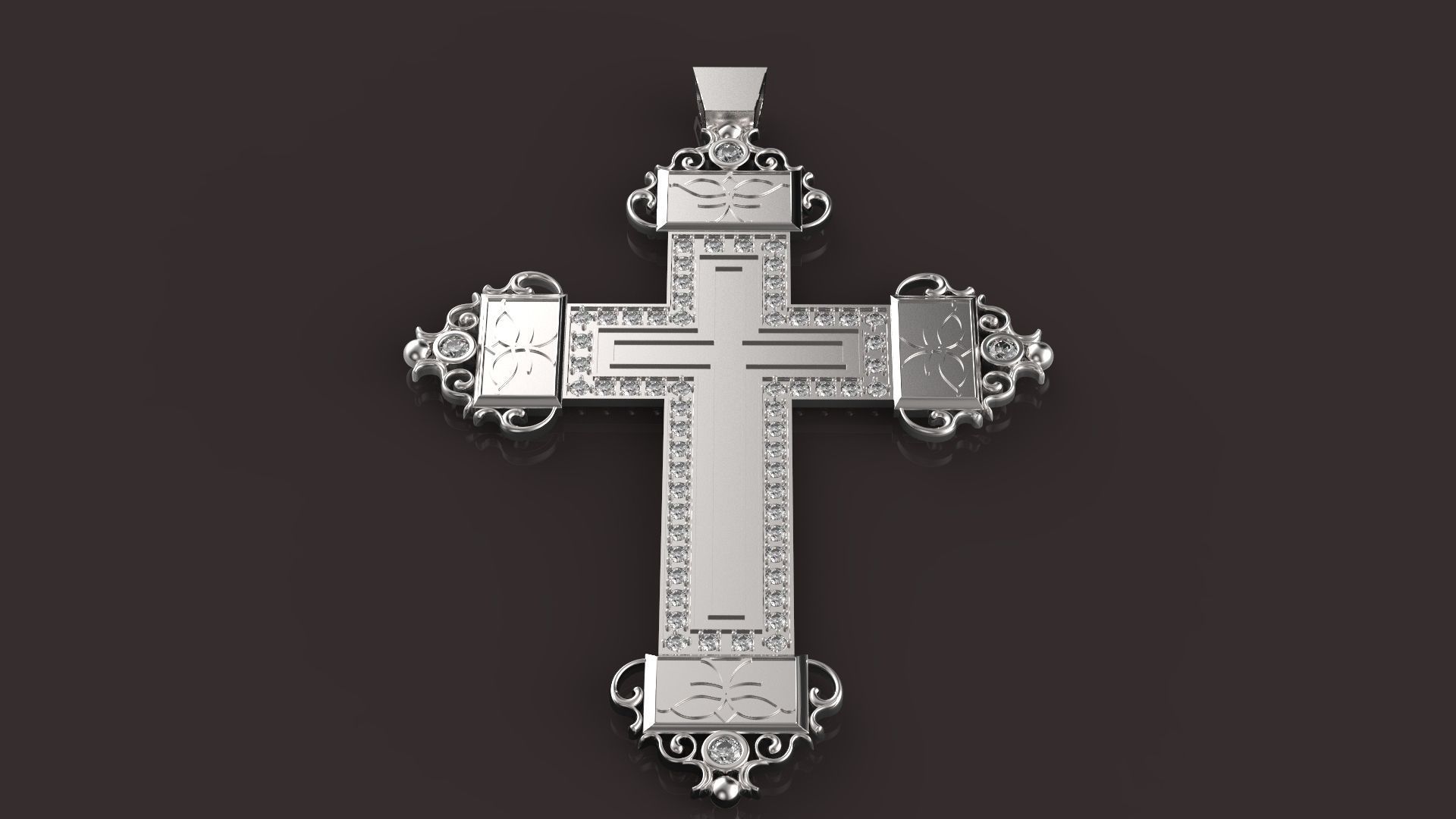 Cross with diamonds 3D print model_4