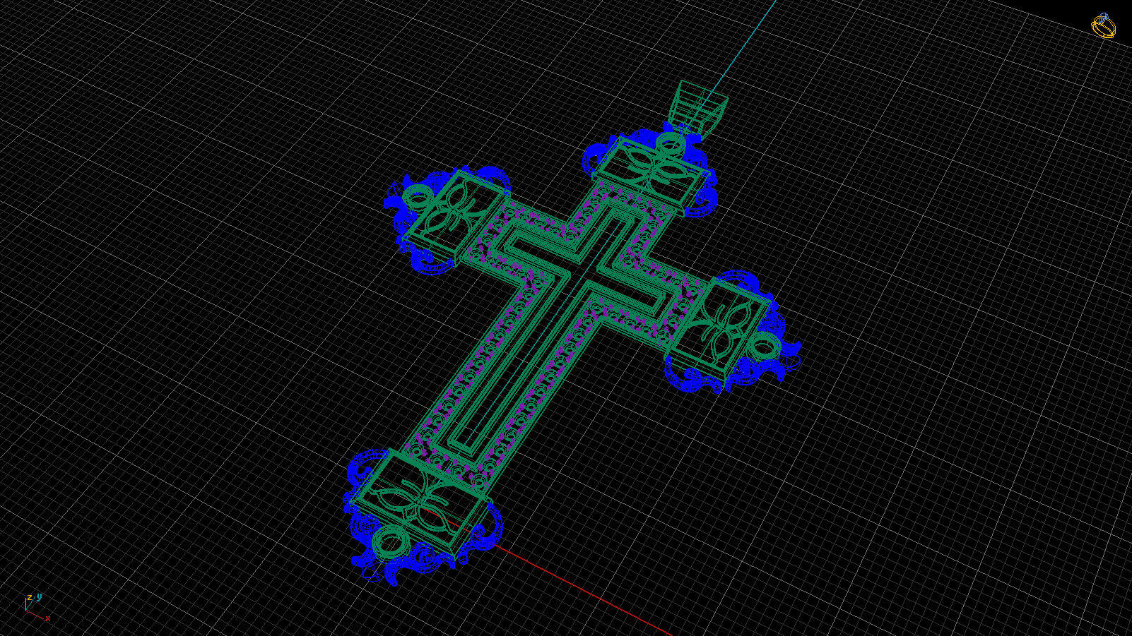 Cross with diamonds 3D print model_7