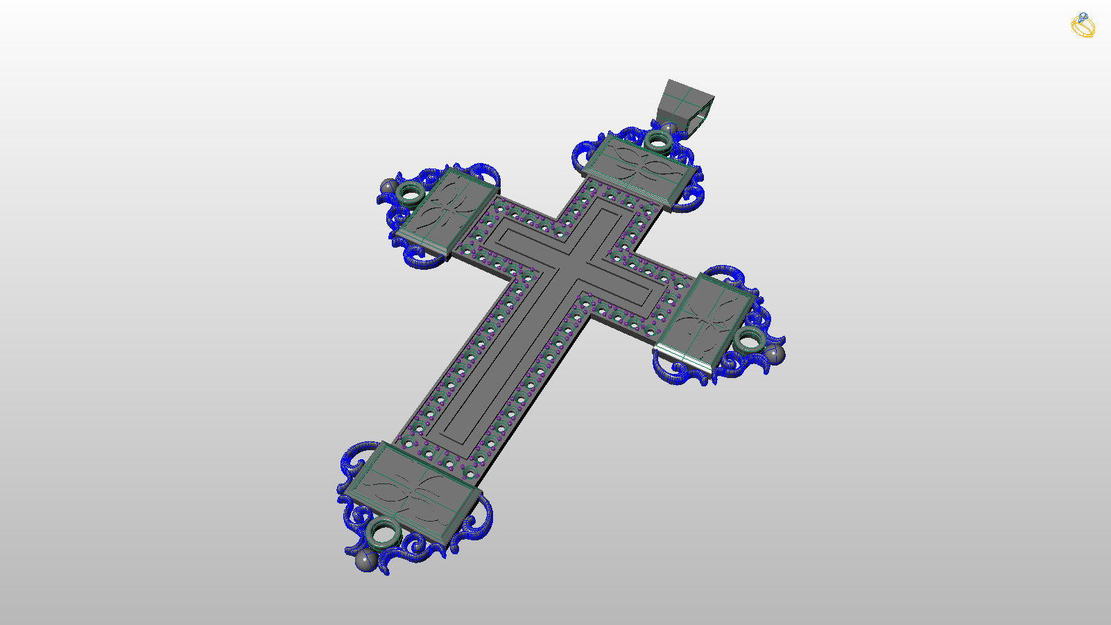 Cross with diamonds 3D print model_6