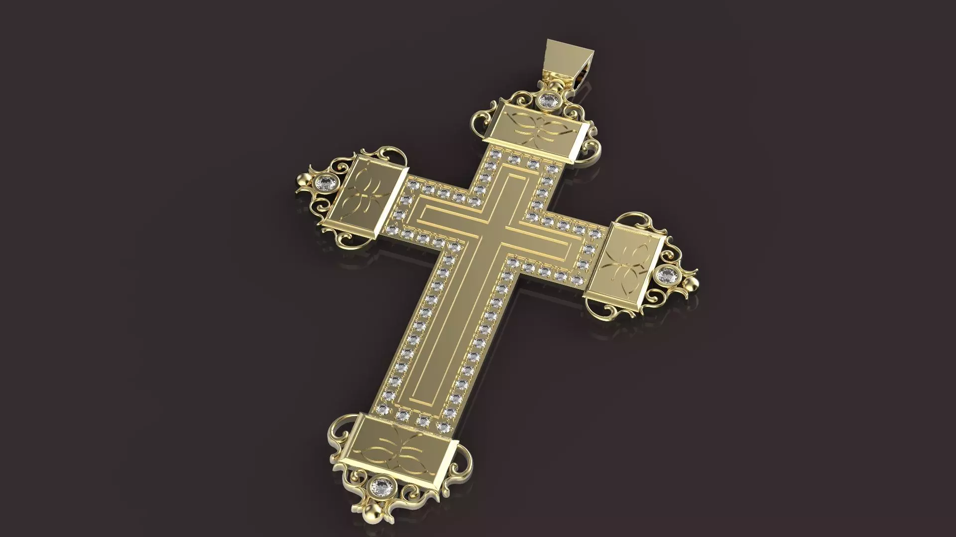 Cross with diamonds 3D print model_0