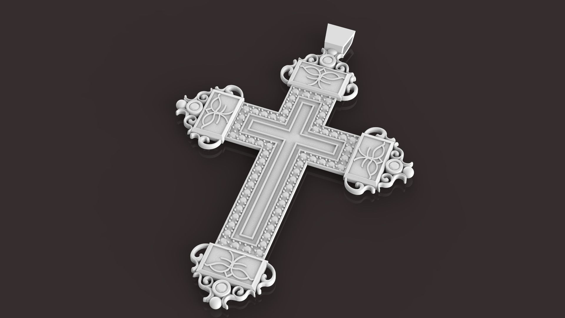 Cross with diamonds 3D print model_1