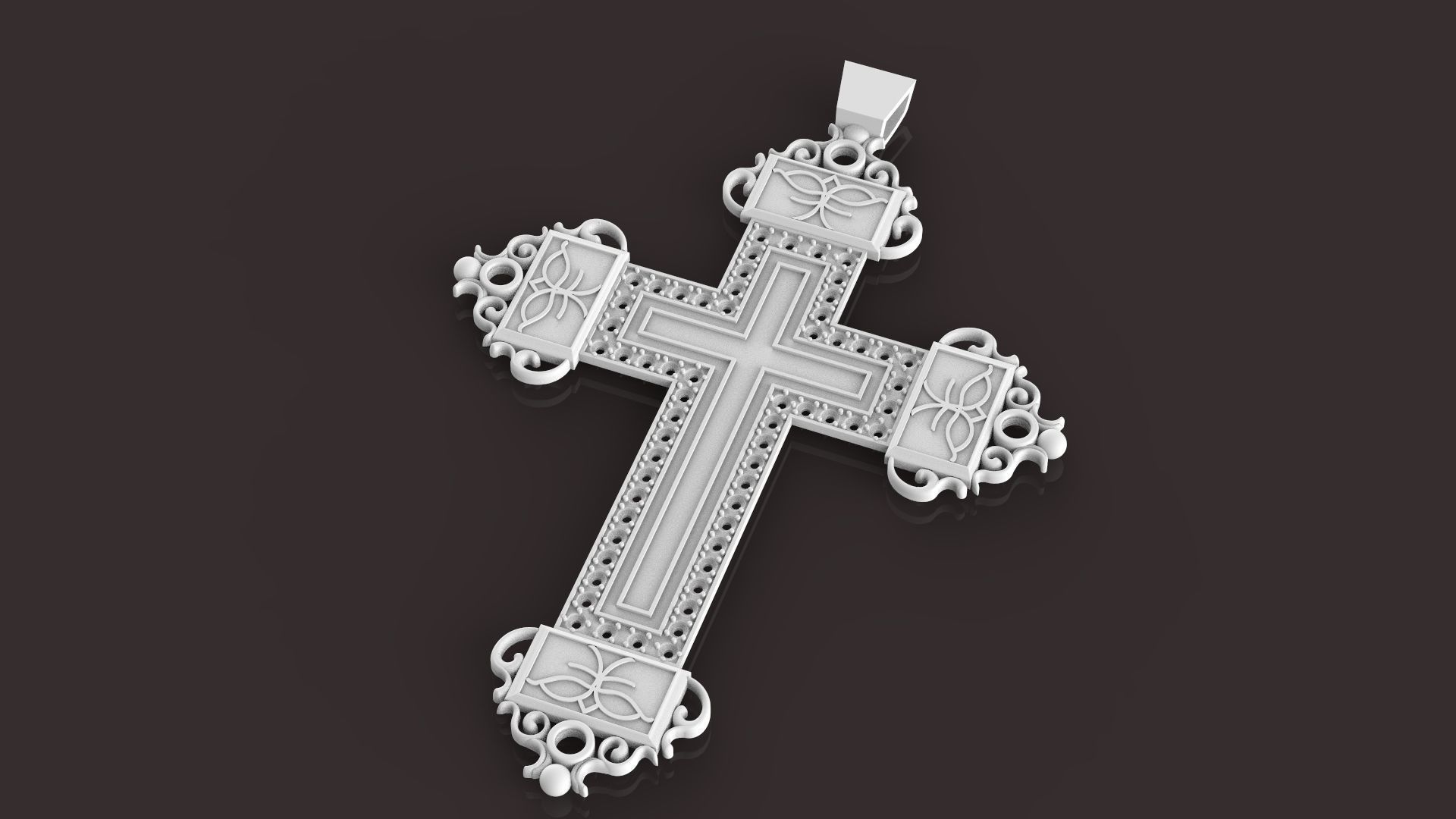 Cross with diamonds 3D print model_2