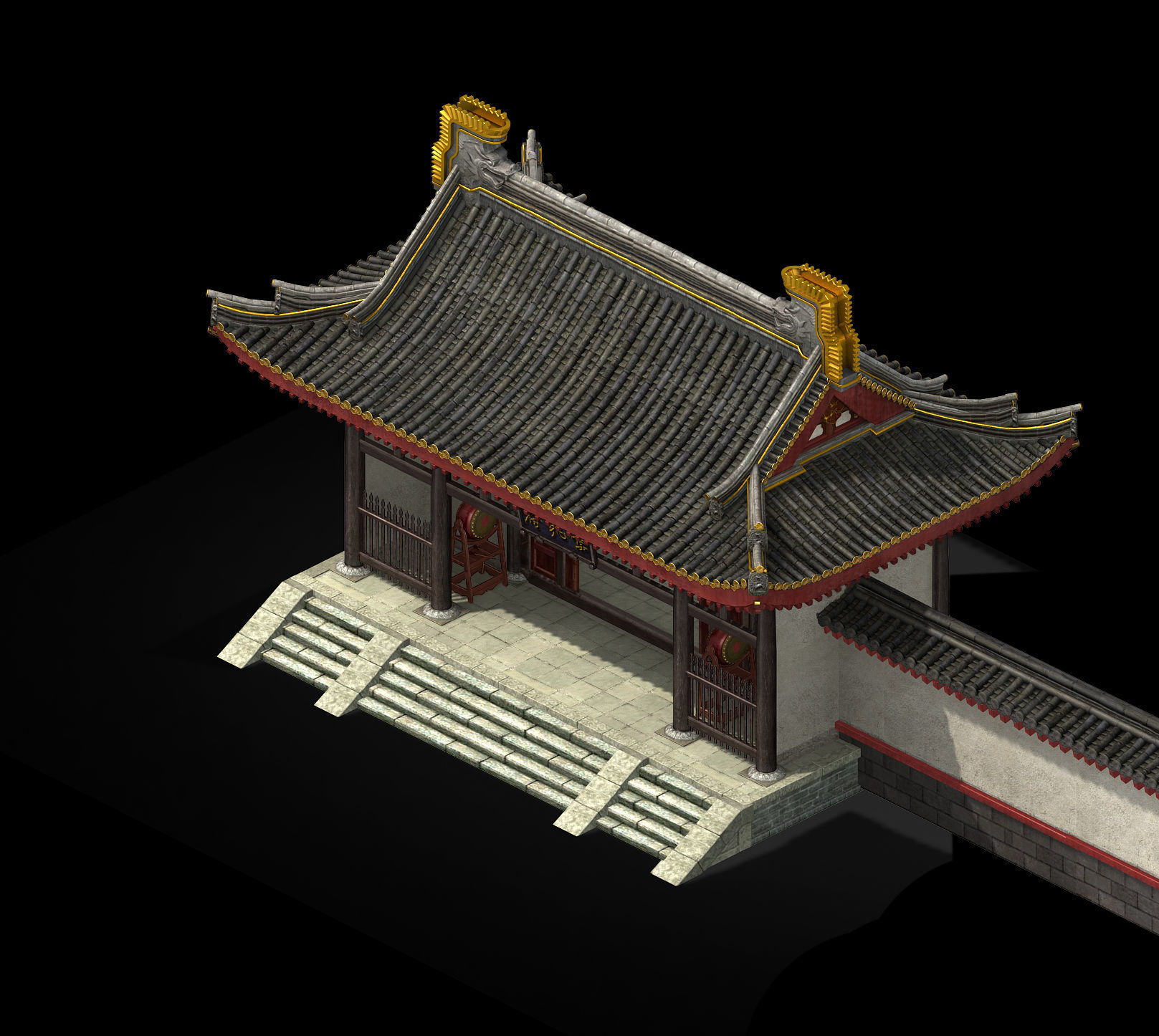 Yamen-Gate-Drum chinese temple 3D model_1