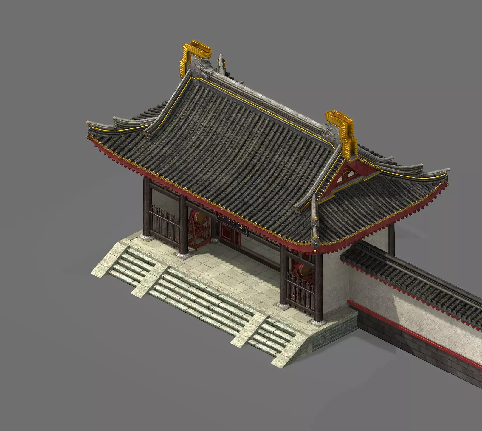 Yamen-Gate-Drum chinese temple 3D model_0