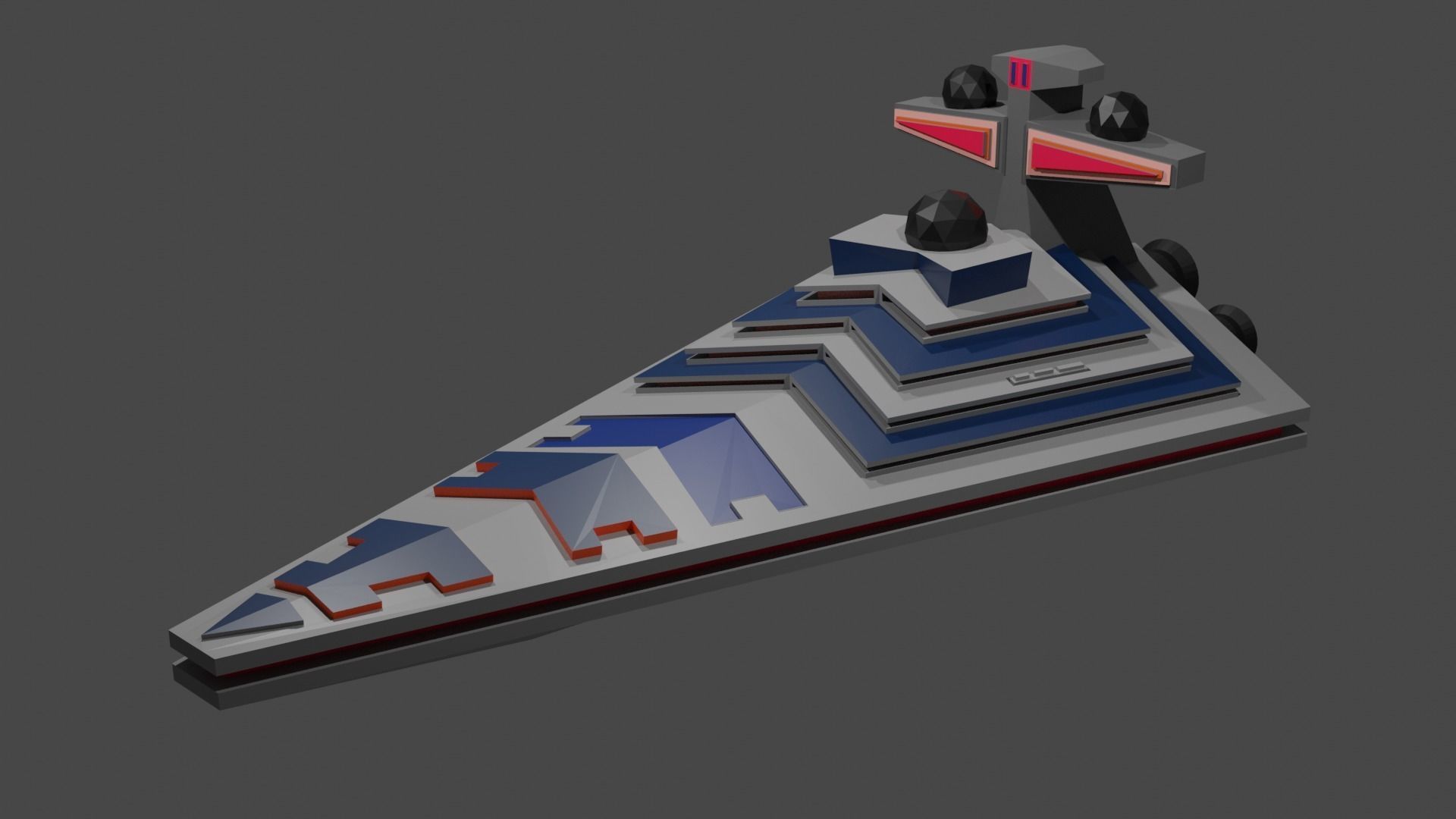 Low Poly Starship star wars battlecruiser Low-poly 3D model_1