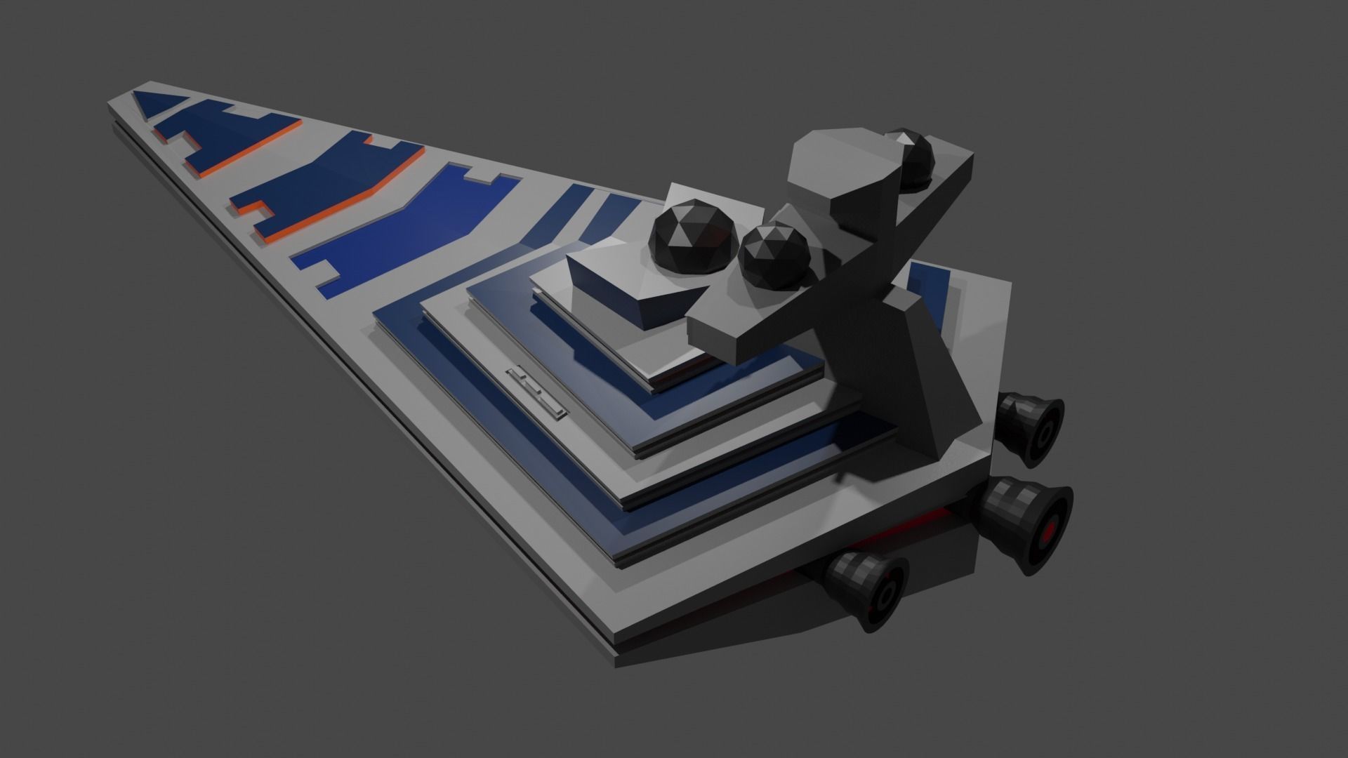 Low Poly Starship star wars battlecruiser Low-poly 3D model_4