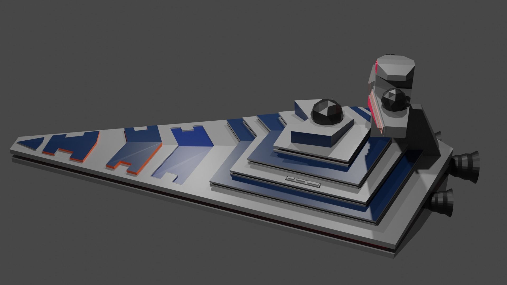 Low Poly Starship star wars battlecruiser Low-poly 3D model_3