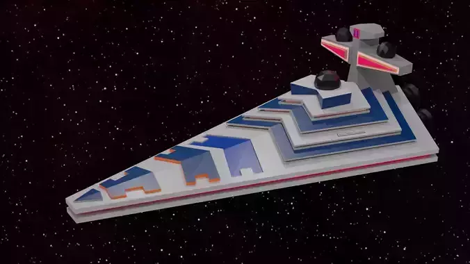 Low Poly Starship star wars battlecruiser