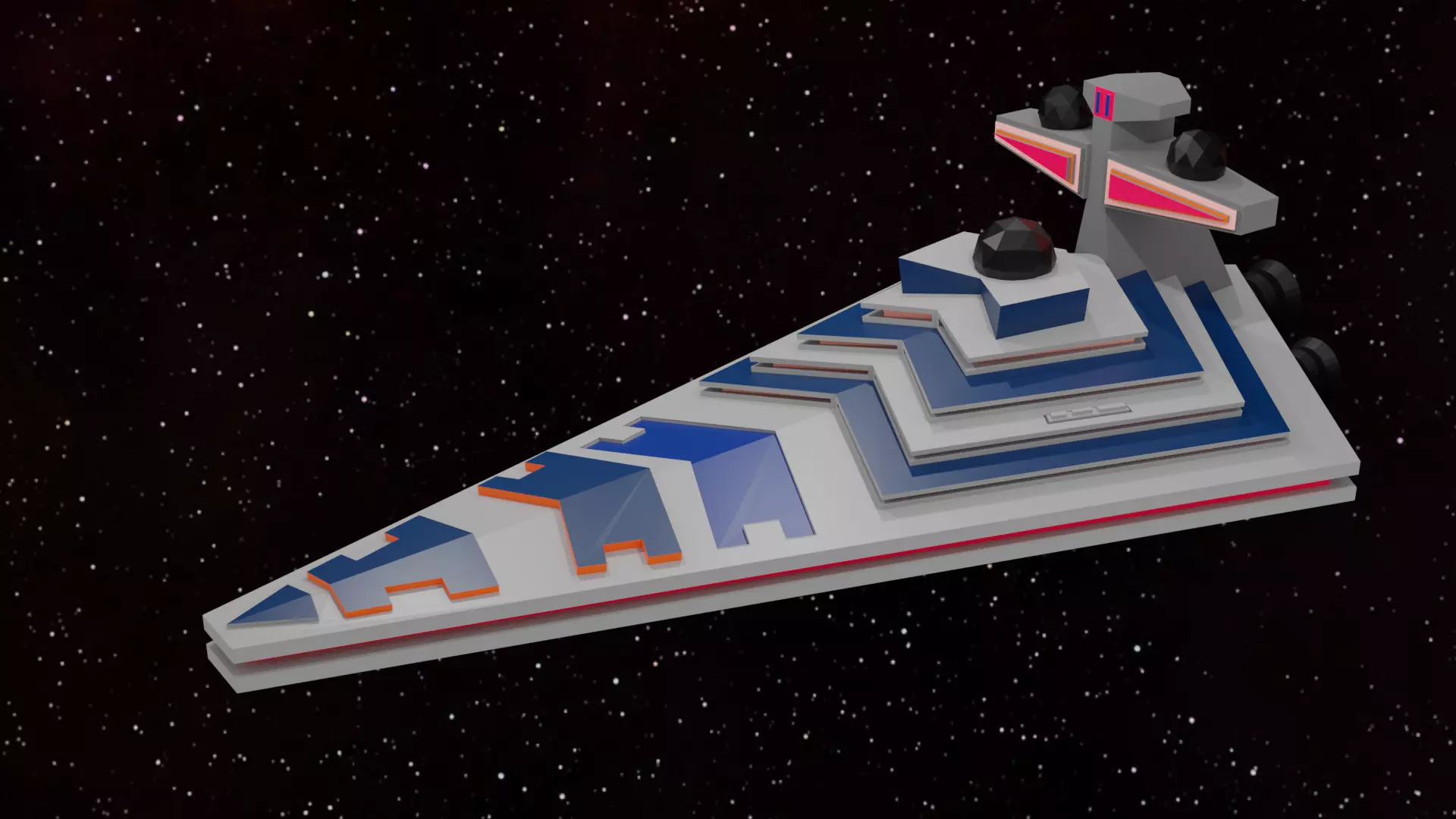 Low Poly Starship star wars battlecruiser Low-poly 3D model_0