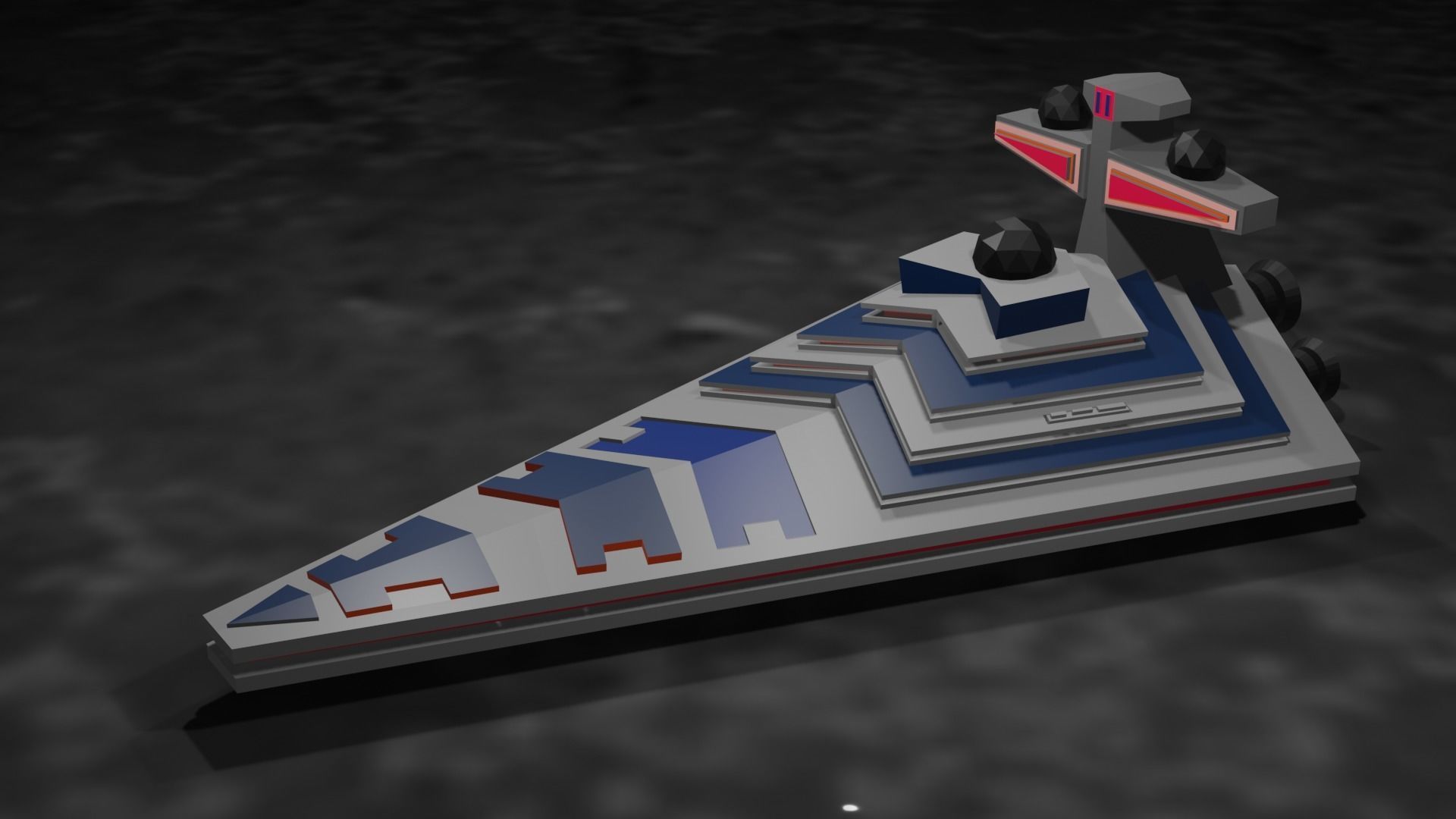 Low Poly Starship star wars battlecruiser Low-poly 3D model_2