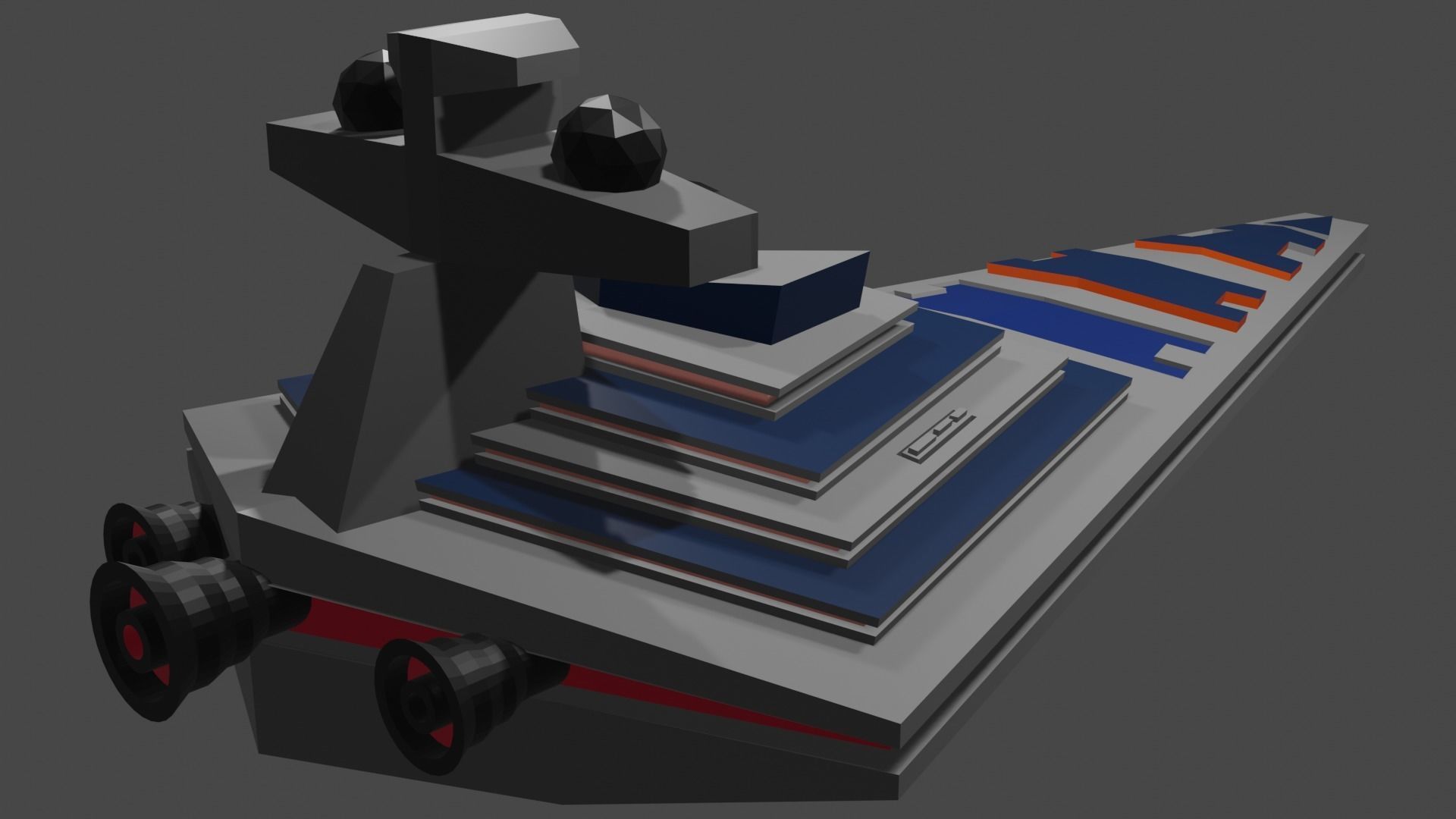 Low Poly Starship star wars battlecruiser Low-poly 3D model_5