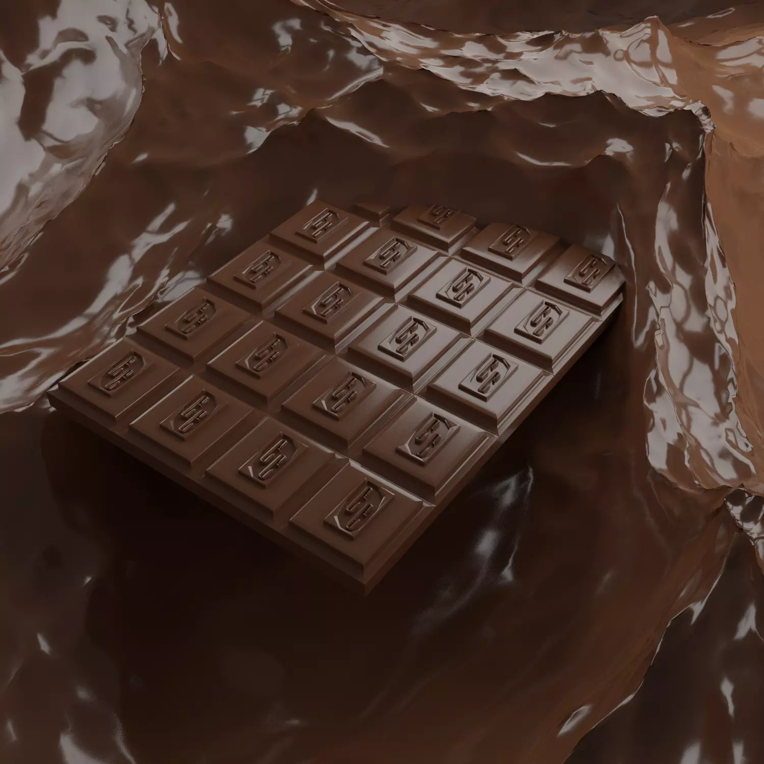 Chocolate bar with hole in it Low-poly 3D model_0
