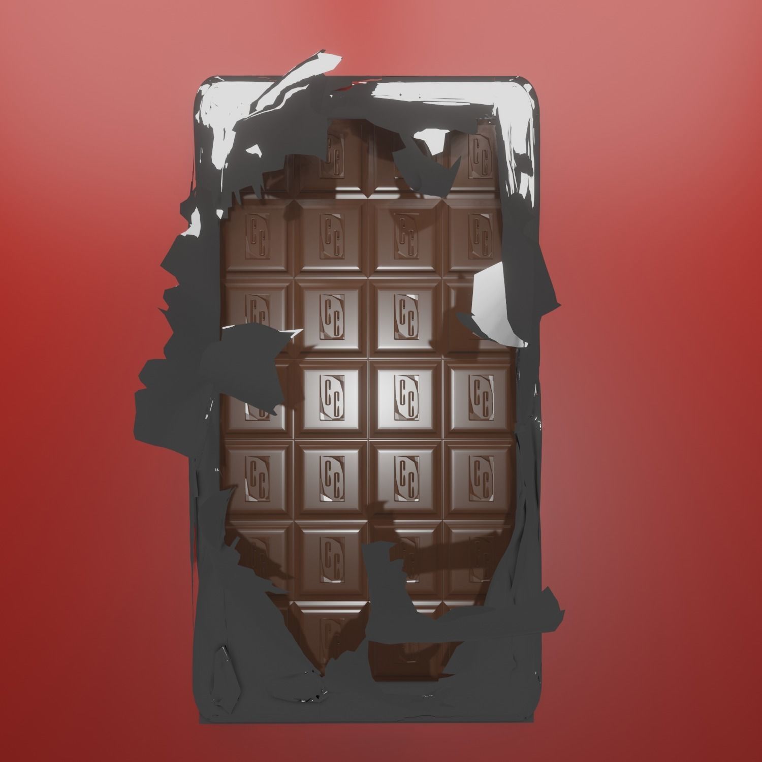 Chocolate bar with hole in it Low-poly 3D model_2