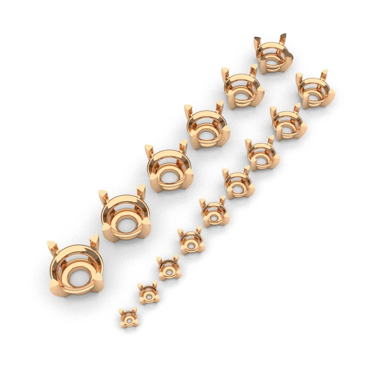 A package of solitaire ring heads engagement 4 prong printable 3D print model_1