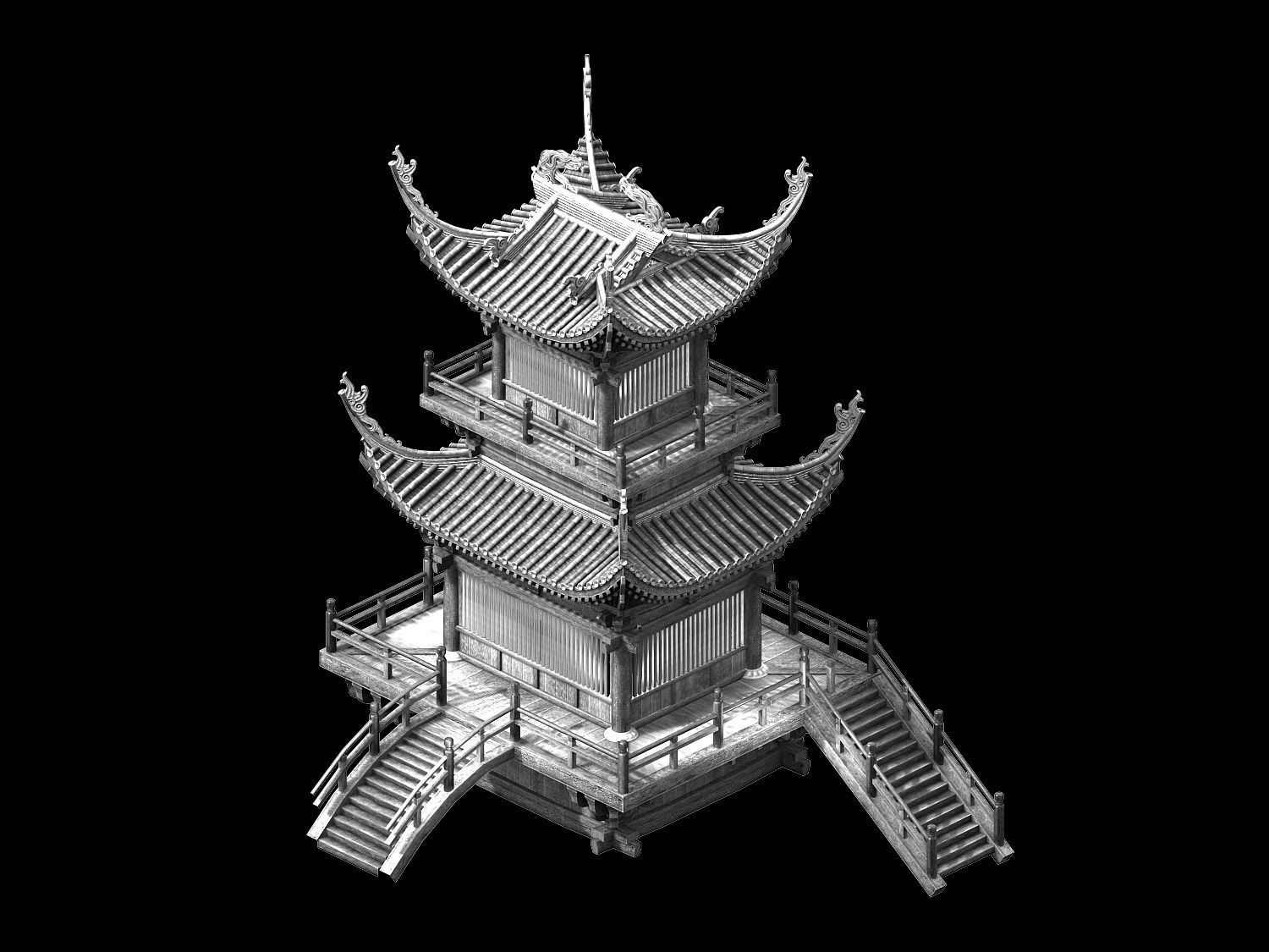 Yama Temple-Temple-Building Group 14 3D model_2