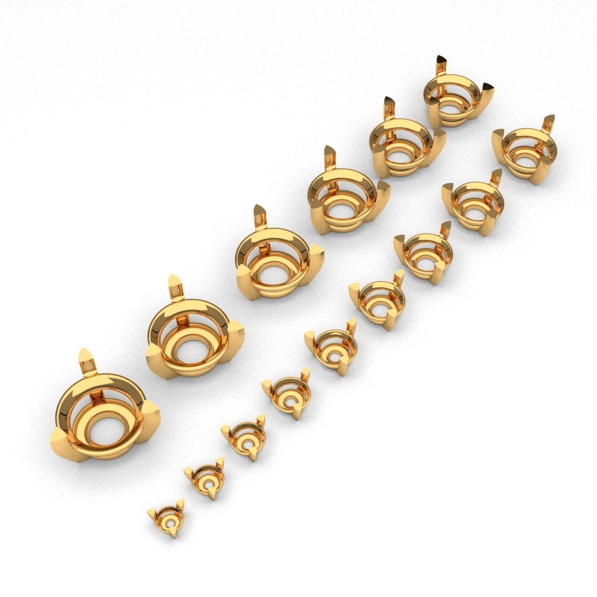 A package of solitaire ring heads engagement 3 prong printable 3D print model_1