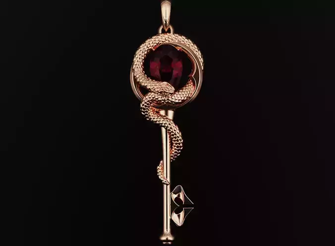 Pendant with a snake around a gem 535 3D print model