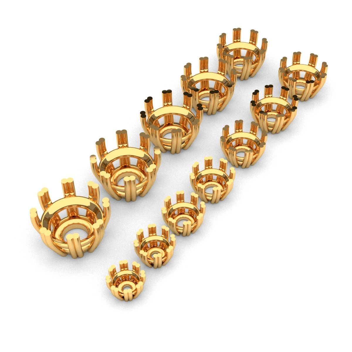 A package of solitaire ring heads engagement 8 prong printable 3D print model_1