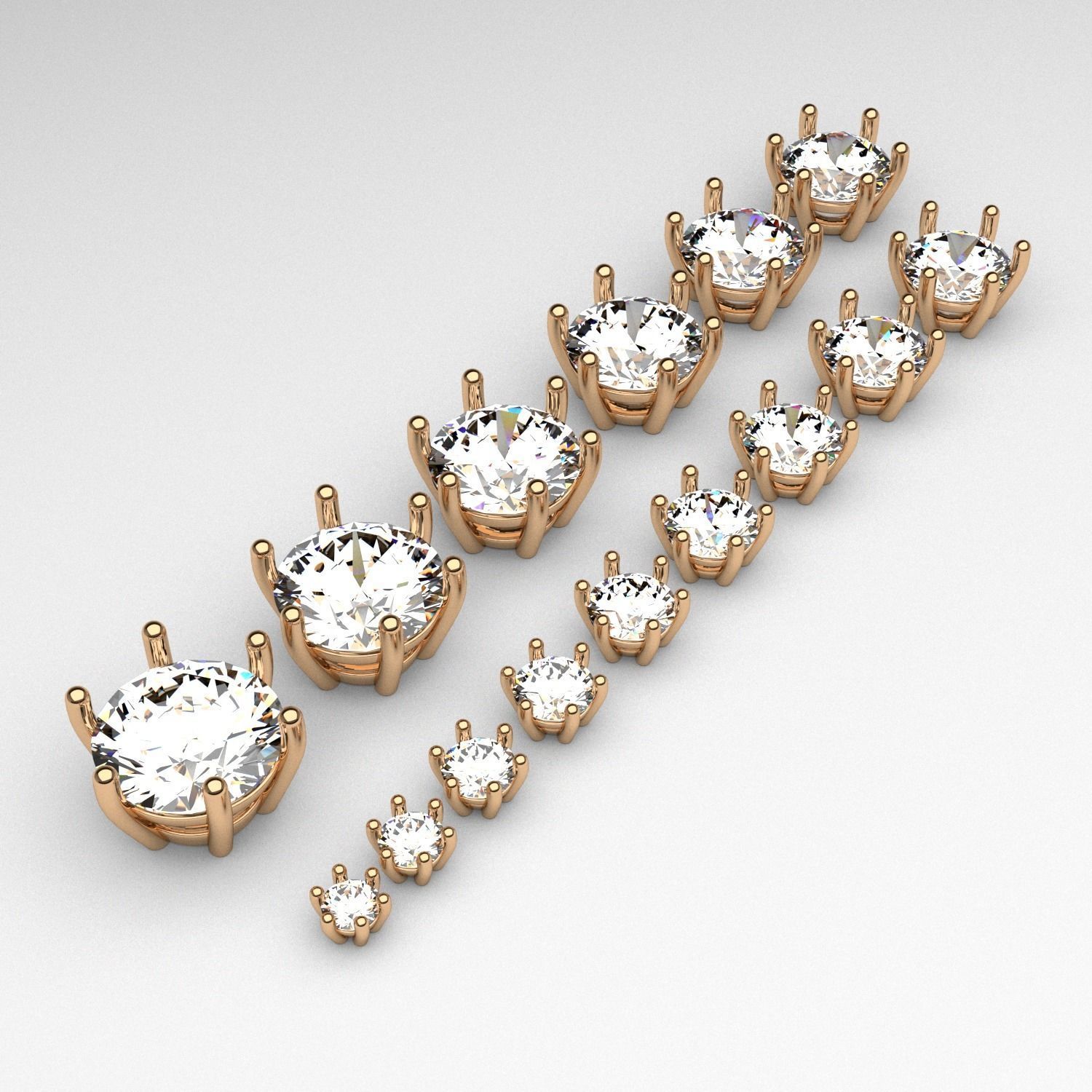 A package of solitaire ring heads engagement 3 prong printable 3D print model_6