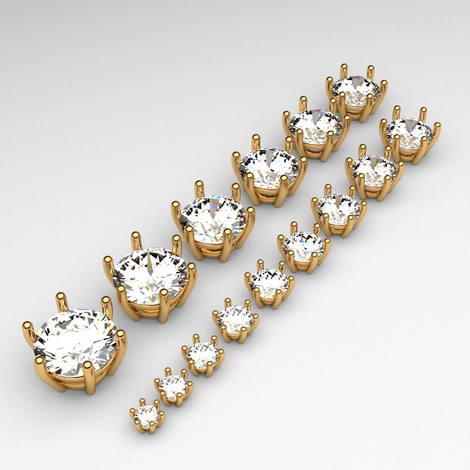 A package of solitaire ring heads engagement 3 prong printable 3D print model_1