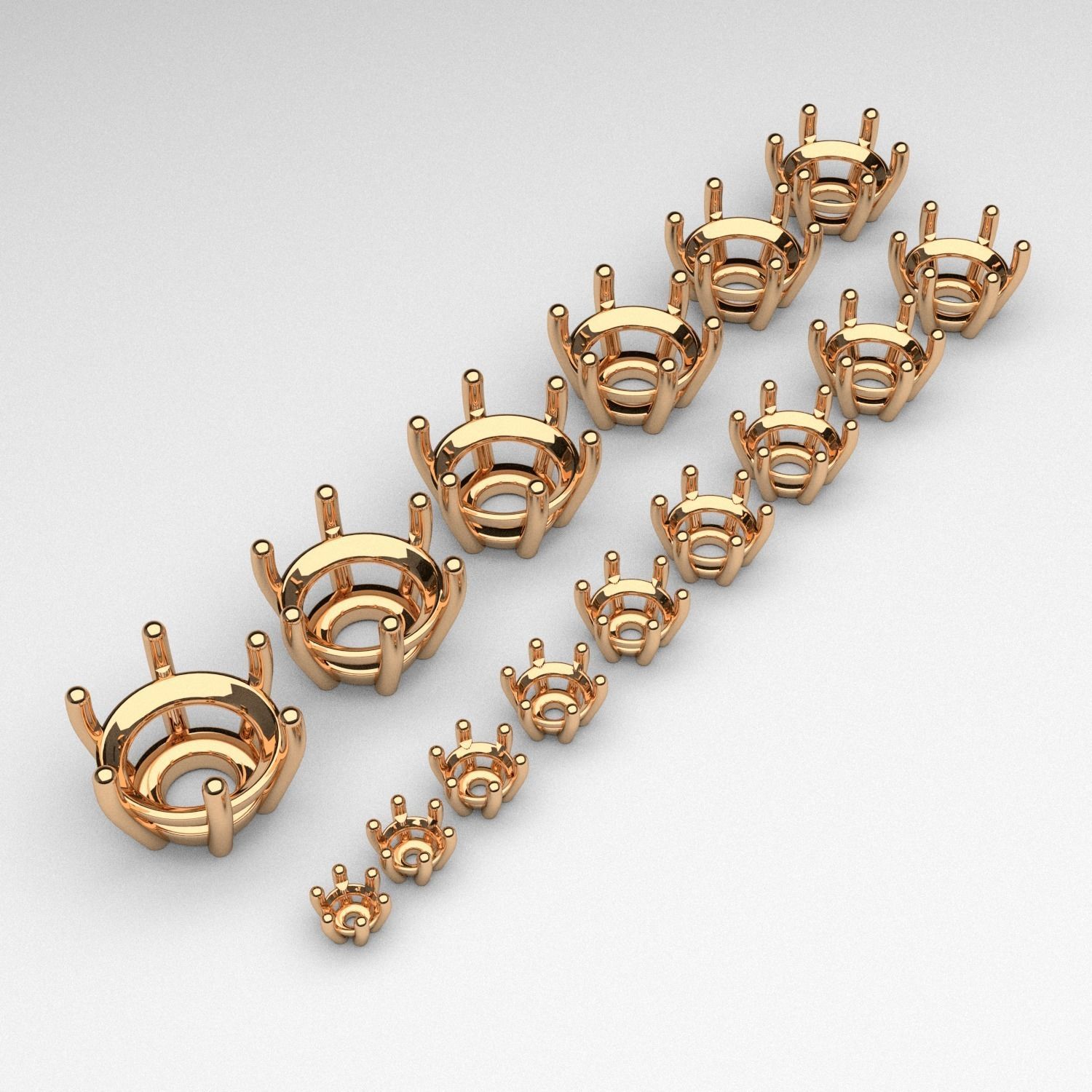 A package of solitaire ring heads engagement 3 prong printable 3D print model_8