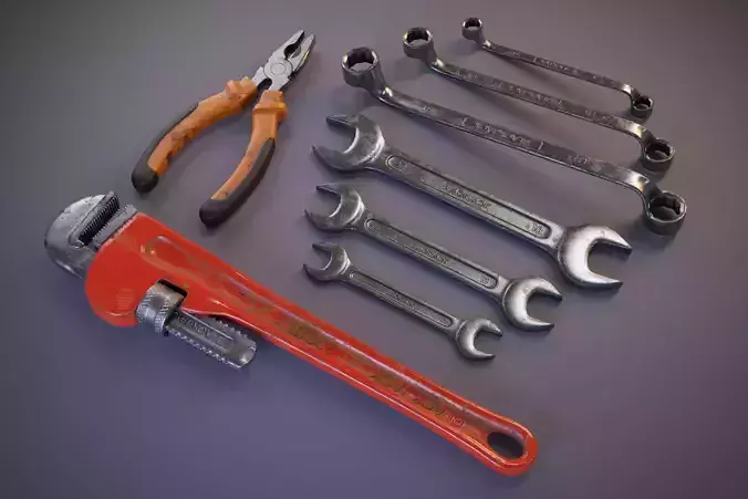 Tools wrenches and pliers Free 3D model