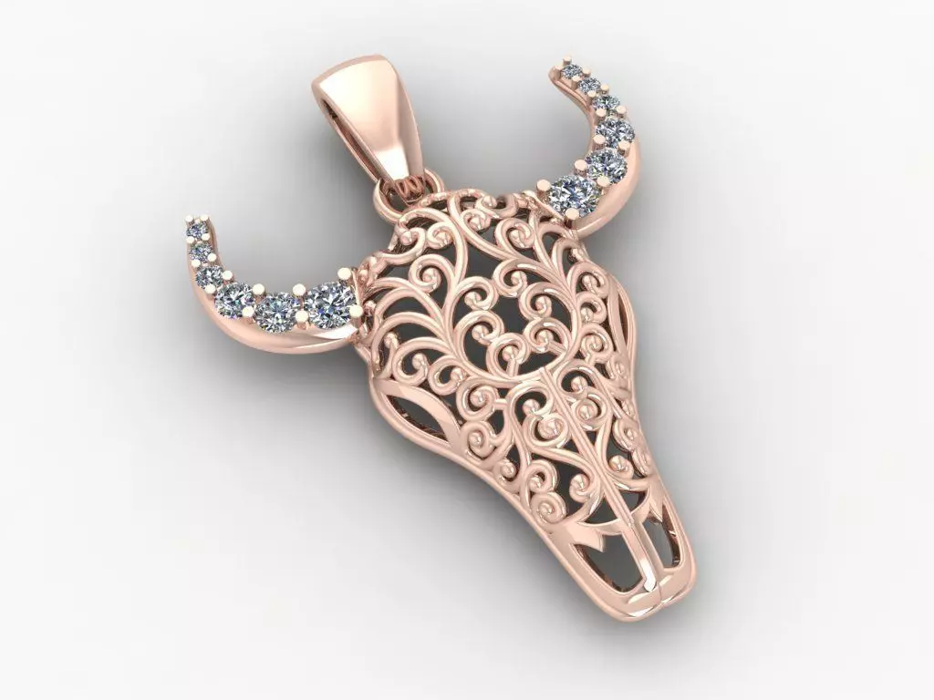 Buffalo head Pendants Gold 3D print model