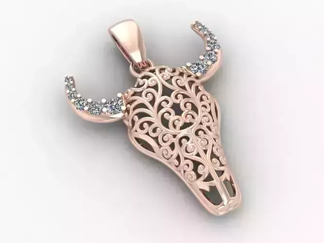 Buffalo head Pendants Gold