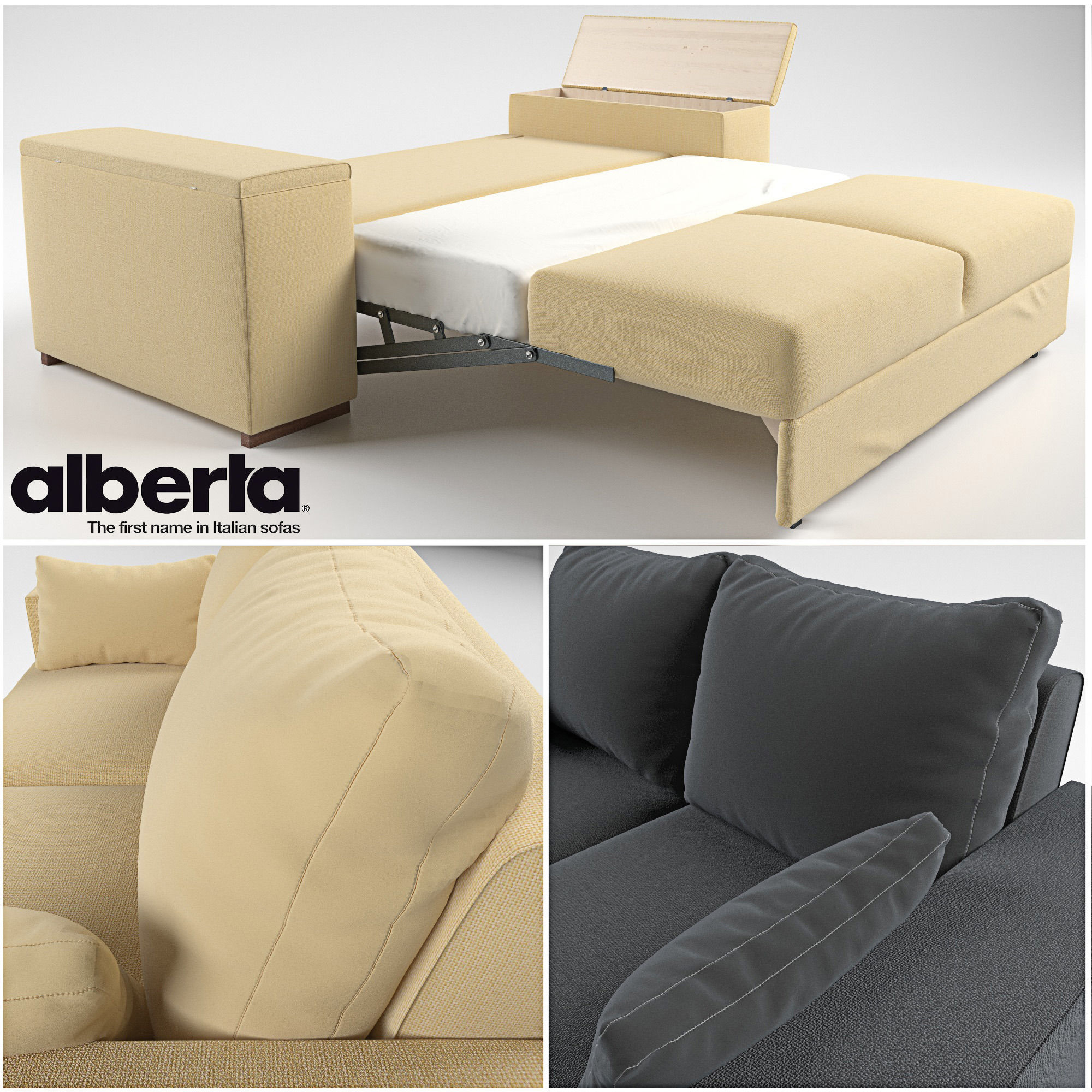 Togo Sofa Bed Transformer 3D Model Rigged Max Obj Mtl