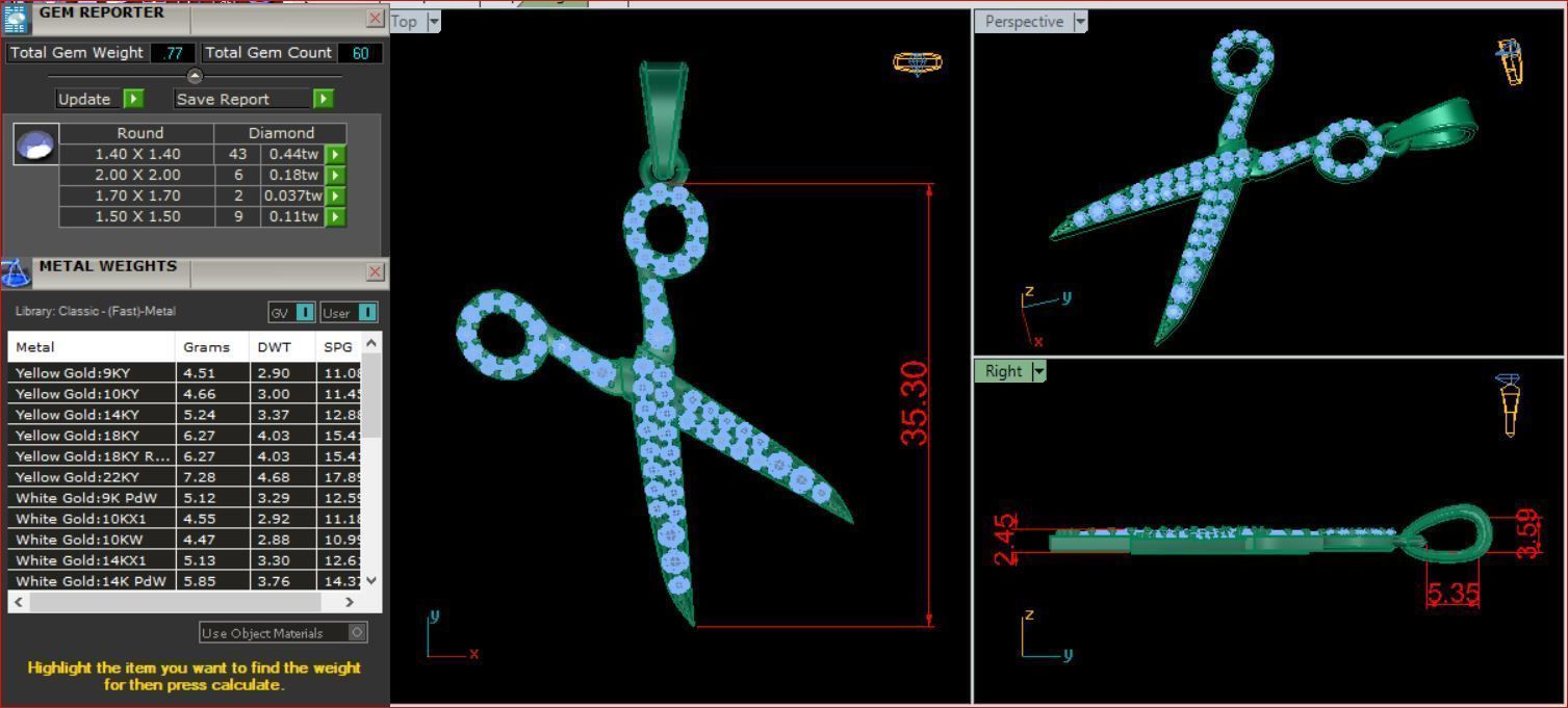The scissors Pendant 3D print model_2