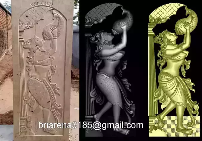 Door 3D Design relief for CNC 3D print model