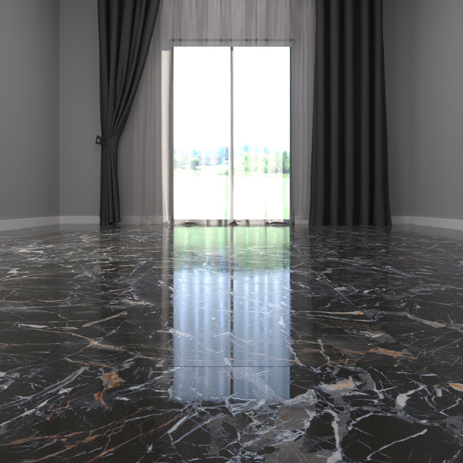 Marble Floor Museum Laurent Black 60x60 Texture_1