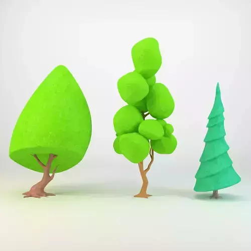 Cartoon tree for game 3d model Low-poly Low-poly 3D model